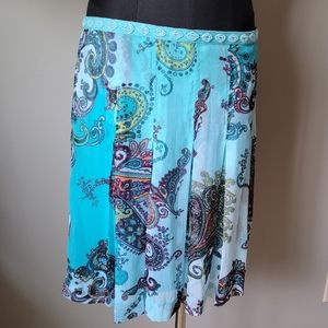 Y2K Chiffon skirt Beaded blue Paisley skirt